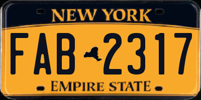 NY license plate FAB2317