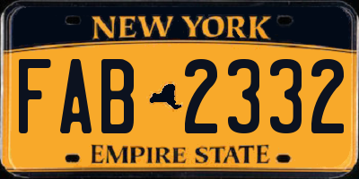 NY license plate FAB2332