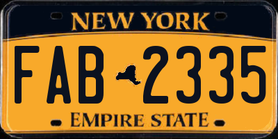 NY license plate FAB2335