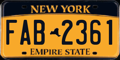 NY license plate FAB2361