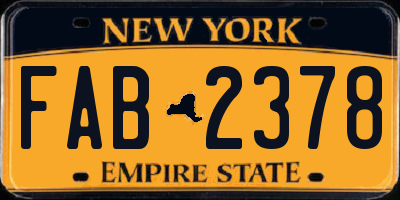 NY license plate FAB2378