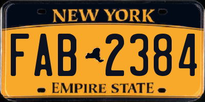 NY license plate FAB2384