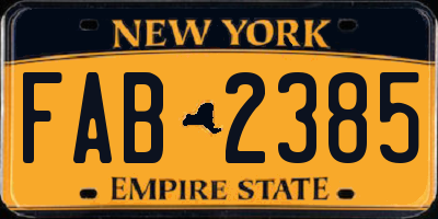 NY license plate FAB2385