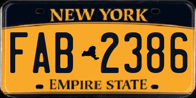 NY license plate FAB2386