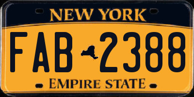 NY license plate FAB2388