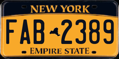 NY license plate FAB2389