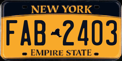 NY license plate FAB2403