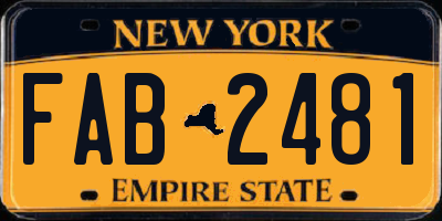 NY license plate FAB2481