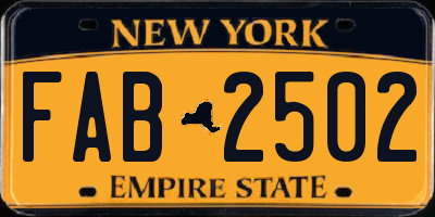 NY license plate FAB2502