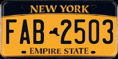 NY license plate FAB2503