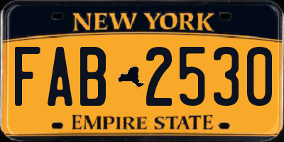 NY license plate FAB2530