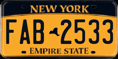 NY license plate FAB2533