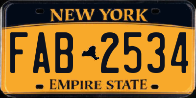 NY license plate FAB2534