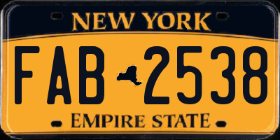 NY license plate FAB2538