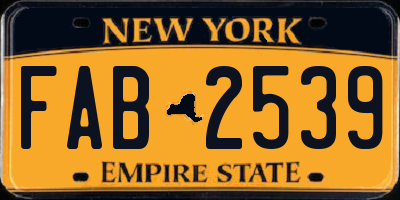 NY license plate FAB2539