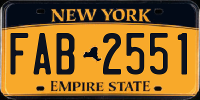 NY license plate FAB2551