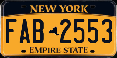 NY license plate FAB2553