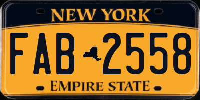 NY license plate FAB2558