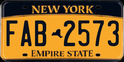 NY license plate FAB2573