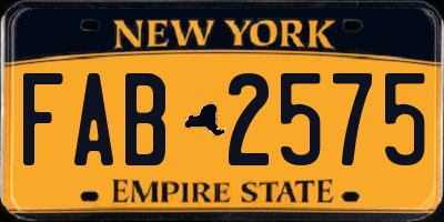 NY license plate FAB2575