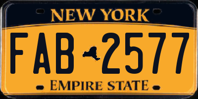 NY license plate FAB2577