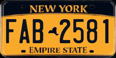 NY license plate FAB2581