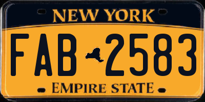 NY license plate FAB2583