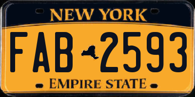 NY license plate FAB2593