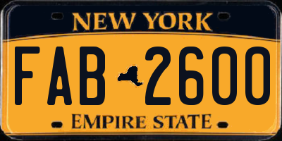 NY license plate FAB2600