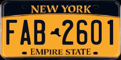 NY license plate FAB2601