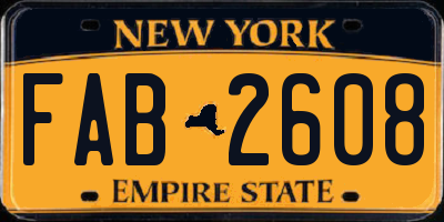 NY license plate FAB2608