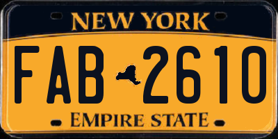 NY license plate FAB2610