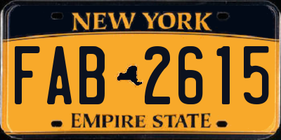 NY license plate FAB2615
