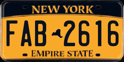 NY license plate FAB2616