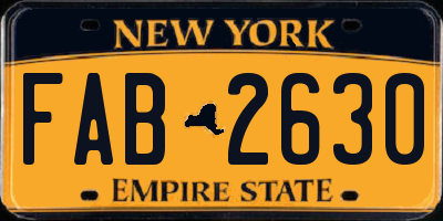 NY license plate FAB2630