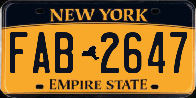 NY license plate FAB2647