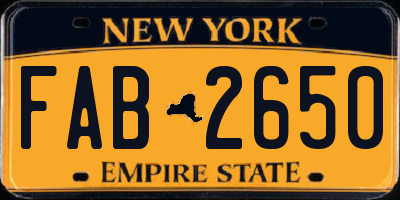 NY license plate FAB2650