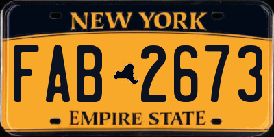 NY license plate FAB2673