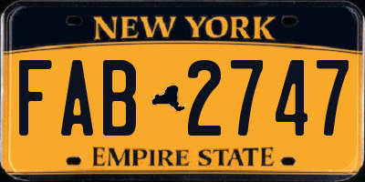 NY license plate FAB2747