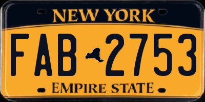 NY license plate FAB2753