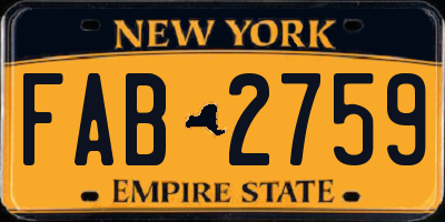 NY license plate FAB2759