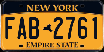 NY license plate FAB2761