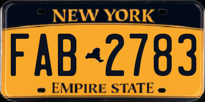 NY license plate FAB2783