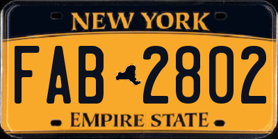 NY license plate FAB2802