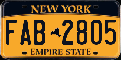 NY license plate FAB2805