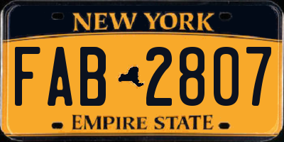 NY license plate FAB2807