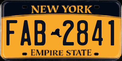 NY license plate FAB2841