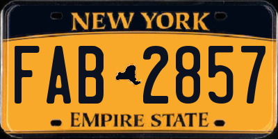 NY license plate FAB2857