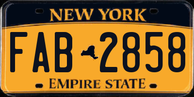 NY license plate FAB2858