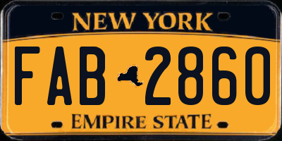 NY license plate FAB2860